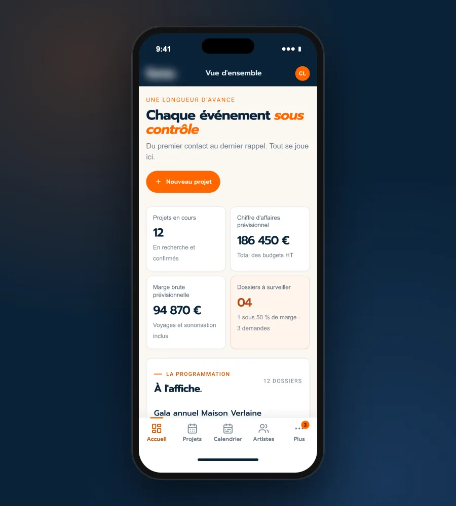 Tableau de bord sur mobile : indicateurs clés et dossiers à surveiller