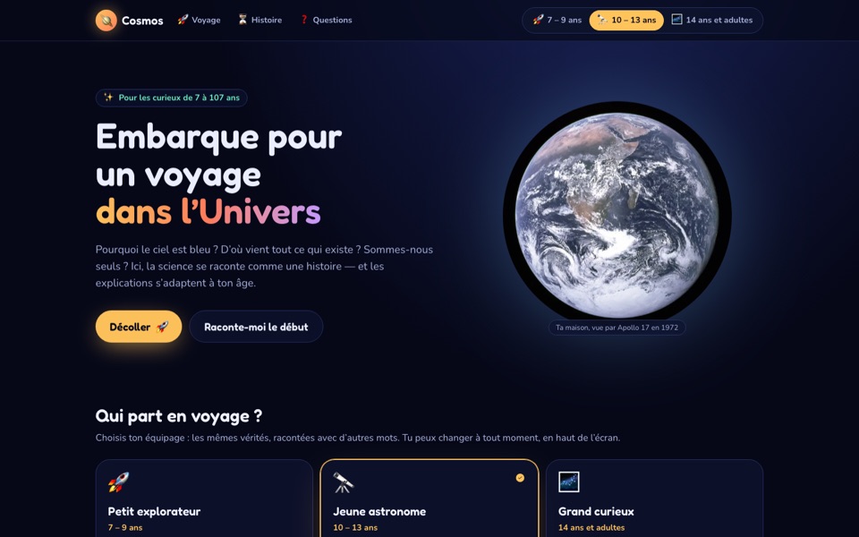 Capture du site Cosmos