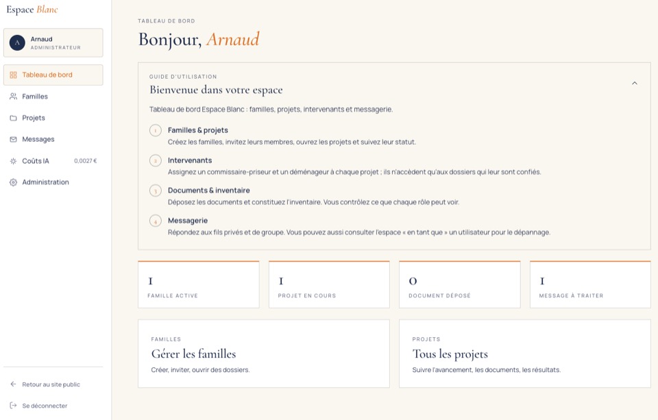 Aperçu du site Espace Blanc